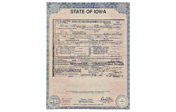 US IOWA Birth Certificate